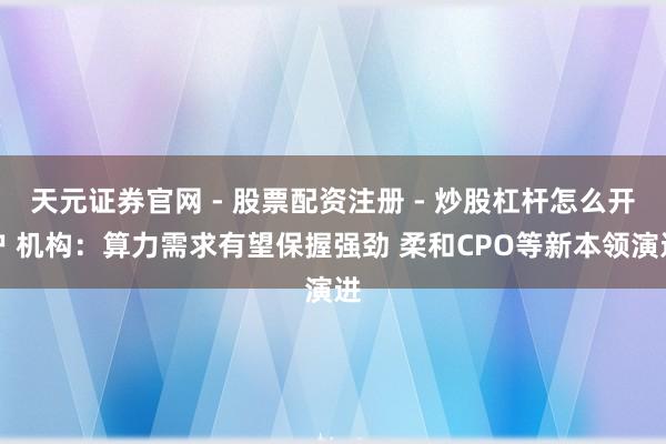 天元证券官网 - 股票配资注册 - 炒股杠杆怎么开户 机构：算力需求有望保握强劲 柔和CPO等新本领演进