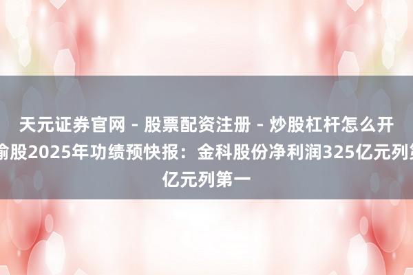 天元证券官网 - 股票配资注册 - 炒股杠杆怎么开户 渝股2025年功绩预快报：金科股份净利润325亿元列第一