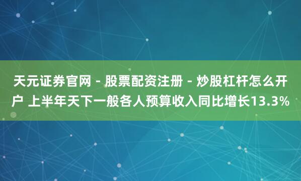天元证券官网 - 股票配资注册 - 炒股杠杆怎么开户 上半年天下一般各人预算收入同比增长13.3%