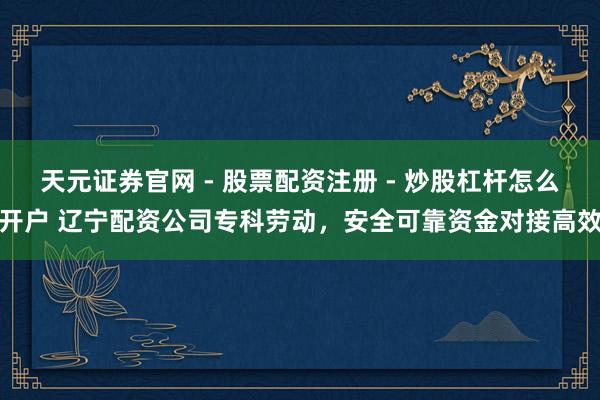 天元证券官网 - 股票配资注册 - 炒股杠杆怎么开户 辽宁配资公司专科劳动，安全可靠资金对接高效