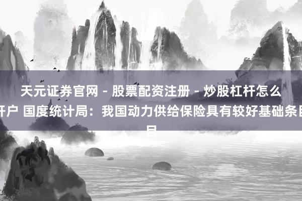 天元证券官网 - 股票配资注册 - 炒股杠杆怎么开户 国度统计局：我国动力供给保险具有较好基础条目