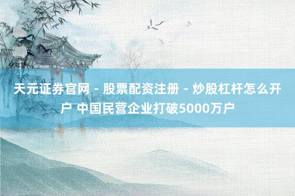 天元证券官网 - 股票配资注册 - 炒股杠杆怎么开户 中国民营企业打破5000万户